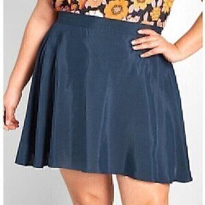 NEW NWT MODCLOTH Plus Size Stay Sassy A-Line Skirt Solid Navy Elastic Mini sz 4X